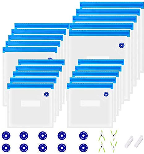 Reusable Food Vacuum Bags, Geliking Portable Vacuum Sealer Storage Bags, Dry and Moist Food Preservation for Vac Storage, Meal Prep or Sous Vide, 20 Pcs, 3 Size