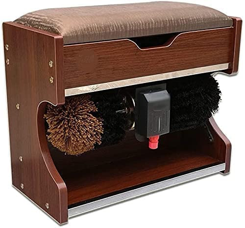 YANYUESHOP Automatic Shoes Cleaning Machine Electric Shoe Polish Machine Multi Brush Polisher Shoe Cleaner Storage Box For Household Or Public Use (Color : Brown, Size : M)