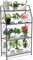VyGrow Supporto per piante, a 4 livelli, per interni ed esterni, resistente, in metallo, per soggiorno, balcone e giardino, colore: nero