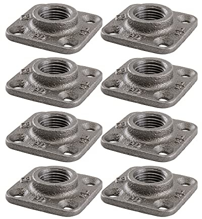 PIPE DECOR Brida de piso micro cuadrado de hierro negro de 1/2 pulgada (paquete de 8)