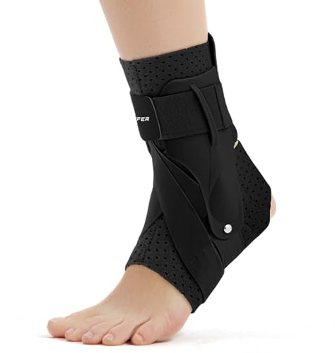 Hocafer Left Ankle Brace for Women & Men - Ankle Support Sprained Ankle Brace for Achilles,Tendon,Sprain,Injury Recovery,Ankle Support Brace for Running, Basketball, Football (Black,M,Left)