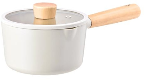 NEOFLAM FIKA 1.5QT Milk Pan with 2 Pour Spouts, Butter Warmer, Milk Boiling, Melting Pot for Stovetops and Induction, Wood Handle, Made in Korea (6 / 16cm)