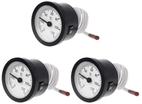 RANRAO Kapillartemperaturmessgerät Thermometer, Zifferblattthermometer mit Sensor, Kapillartemperaturanzeige 0-120 °C für Wasser, Flüssigkeit und Öl