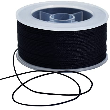 TONIFUL 0,8 mm x 70 Meter schwarze Nylonschnur Satinschnur für Armband, Schmuckherstellung, Rattail, Makramee, Kordel für Halsketten, Perlenfaden, Kumihimo, chinesischer Knoten, Handwerk