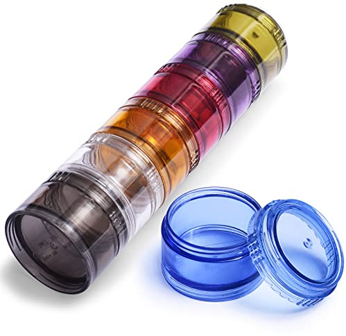 Molirex Tablettenbox 7 Tage Wochen Tablettenbox Zylindrische 7-Farben-Medikamentenbox mit freier Kombination Feuchtigkeitsbeständiger Medikamentenbox Medikamentendosierer