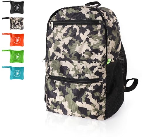 Moorle Faltbarer Rucksack Ultraleicht, Wasserdicht Tagesrucksack zum Falten, Kleine Wanderrucksack Damen Herren, Leichter Daypack, Tarnung Rucksack zum Wandern, Faltbar Wanderrucksack Reise 15L