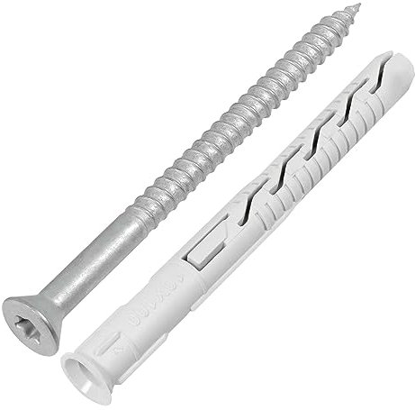 SCREW REBEL Rahmendübel mit Senkkopfschraube 8,0 x 100 mm - 50 Stück, hell verzinkt, ETA-Zulassung mit Nylondübel - TX30
