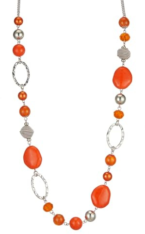 Bulinlin Silber Perplen Lang Kette für Damen Boho Statement Chain Halskette Modeschmuck Geburtstagsgeschenke für Frauen