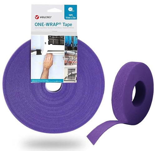 VELCRO Brand ONE-WRAP Hook and Loop Tape, Cable Straps, Purple, 10mm x 1m