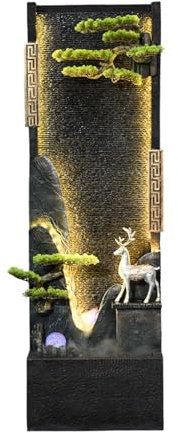 Fontaine de Jardin Fontaine murale rideau d'eau à circulation de style chinois avec montagne artificielle et eau courante, ornement décoratif sur pied, adaptée au salon ou au bureau Fontaine de terras
