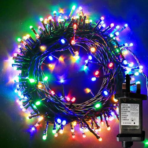 Christmas Tree Lights Outdoor, 20m 200LEDs Fairy lights Plug in 8 Modes, Waterproof Multicolor Fairy Light Mains Powered with Remote Timer, Indoor Outside Xmas Light for Garden Party Xmas Decorations