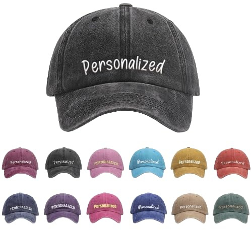 GELLEDI Cappellino da Baseball Personalizzato con Testo Ricamato, Cappello Unisex Regolabile e Personalizzabile, Adatto Come Regalo di Compleanno o per Le Feste per Mamme, papà, Uomini, Donne e Amici