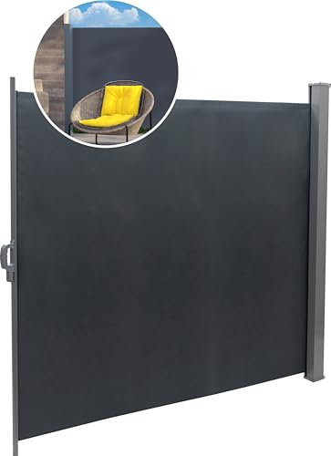 Deluxa® Parabrezza estensibile 180 x 300 | Paravento, tenda laterale | Tendalino laterale estensibile resistente alle intemperie | Recinzione da giardino, Balcone | Antracite