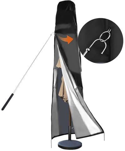 Telo protettivo impermeabile per ombrelloni da 2,5 m/3,6 m, copertura per ombrellone da giardino, 420D con asta, chiusura a strappo, ventilazione superiore, copertura per ombrelloni (205 x 25 x 60 cm)