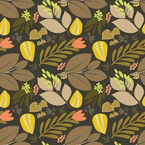 Yullpaper Dschungel Tapete Braune Klebefolie für Möbel Schränke Tapete Blumen Vintage Möbelfolie Blätter Muster Wand Tapeten Dekofolie Selbstklebend Tapete Badezimmer Wasserfest 44.5cm x 300cm
