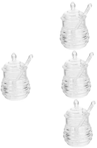 CVNIMV 2 Sätze Transparenter Honigtopf Leere Honiggläser Honigflaschen Honigglas Glas Plastikbehälter Honigspender Mini Computer Glas Saucenflaschen PC Plastikglas Gewürzglas re