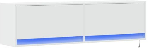 vidaXL Mobile TV a Parete con Luci LED Bianco 140x31x38 cm