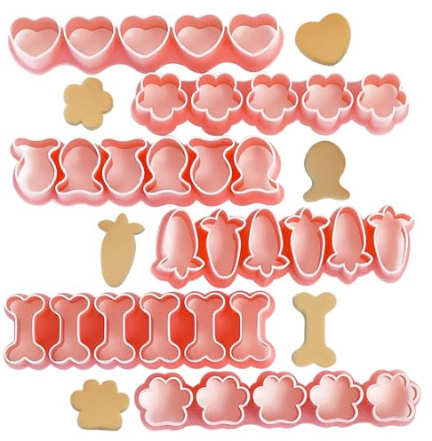 DeryArcle 6 Pcs Goldfish Cookie Cutters, Heart Carrot Bone Flower Fish Cat's Paw Shape mini Biscuit Chain Moulds, DIY Cute Snacks, Baking Cooking Fruit Bread Fondant Tools