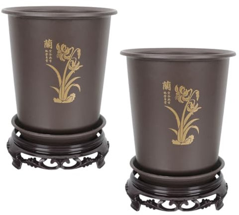IWOWHERO Macetas para Orquídeas para Plantas De Interior Plato, Plástico Abs Duradero, Tamaño Compacto y Ventilación para Drenaje, Juego De 2 Unidades, Adecuado para Jardín y Balcón