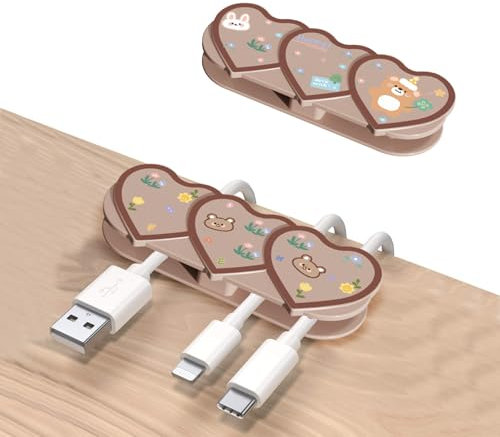 DiyGody 2 Stück Kabelschelle, Kabelmanagement für Ladekabel, HDMI-Kabel, Elektrische Kabel/USB-/Maus-/Kopfhörer-/Audiokabel, Selbstklebender Kabelclip-Organizer für Schreibtisch/Büro/Kombüse - Braun