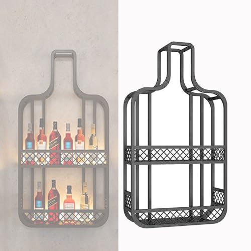 WXZXWXZX Botellero Vino Pared con Luz Vinoteca Mueble Bar Garrafeira Mini Bar Wine Rack Mueble de Comedor Cocina Estanterias Pared para Barra para Bar Salon Sala de Estar y Cocina(Small)