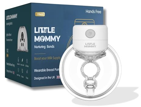 Little Mommy S12 Single Wearable Electric Breast Pump, Portable Hands-Free Pump for New Moms, Easy to Use and Clean, Comfortable Suction with Soft Flange, 1 Pack, White