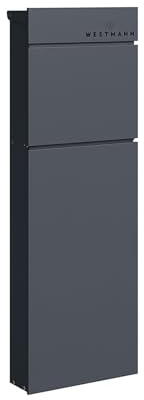 WESTMANN Stahl Briefkasten Pippa | Anthrazit | 40x14x111 cm | Wetterfest & abschließbar