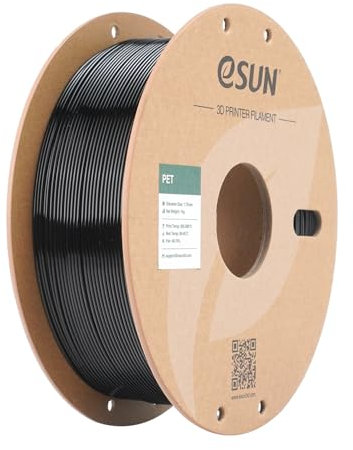 eSUN PET Filament 1.75mm, hohe Zähigkeit PET Filament, 1KG Spule (2.2 LBS) 3D-Druck Filament für 3D-Drucker (Schwarz, 1KG)