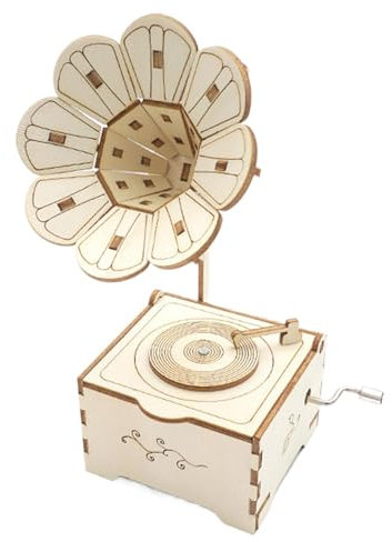 Wooden Gramophone, Retro Gramophone, Gramophone Puzzle, Wooden Puzzle, Music Box Decor, Retro Music Box, Gramophone Model, Puzzle for Adults, Puzzle for Kids, Wooden Gramophone Music Box for Home D