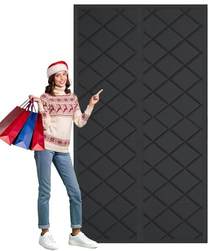 ZYXYMY Magnetic Thermal Insulated Door Curtain,Thermal Door Curtain for Winter, Windproof Soundproofing Front Door Curtain for Winter, Pet-Friendly, for Kitchen, Bedroom, Living Room,Black,250x230cm