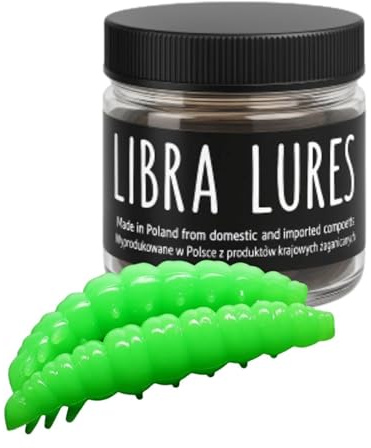 Libra Lures Larva 30mm | Forellenköder Supersoft | Inhalt: 15 Stück | Aroma: Krill | Farbe: 026 / Hot Apple Green