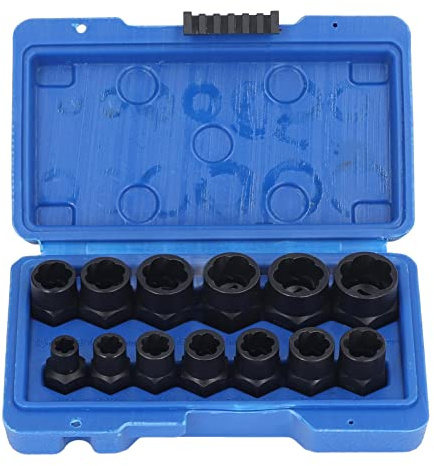RPJFCPCS Ensemble d'extracteurs de boulons 13 pièces 1/4 po à 3/4 po Boulon à écrou à Impact r Kit de Douilles d'extraction de cosse dénudée r pour soulever Les Fixations endommagées