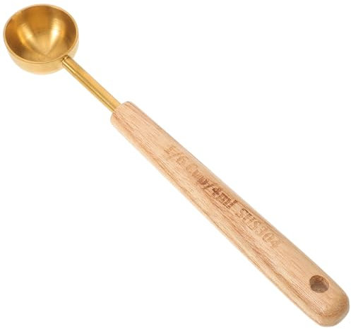 Didiseaon Cucchiaio Dosatore in Acciaio Per Caffè Cucchiaio Per Misurare Chicchi Di Caffè e Spezie Con Manico in Legno Utensile Da Cucina Pratico e Resistente