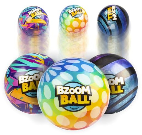 abeec Bzoom Ball Pack of 3 | High Bouncy Ball Graffiti, Rainbow & Galaxy Designs | Vibrant Outdoor Toy for Kids | Thick Durable Rubber | Fun Garden, Beach & Playground Game |