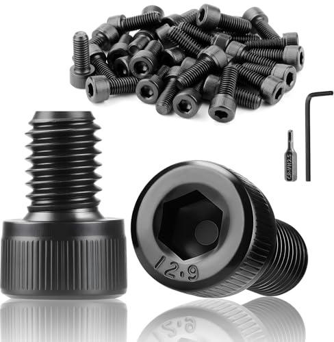 TXXATX 60 Pcs M3x8 mm Hex Socket Head Cap Screws Bolts DIN 912 Cylinder Socket Screws Black Carbon Steel Allen Socket Drive Bolts Full Threads for Furniture Repair