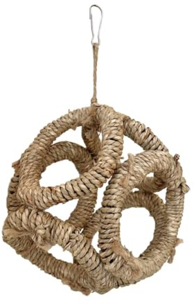 KASFDBMO Vogelschaukel aus natürlichem Stroh, Vogelsitzstange, Ringe für Papageien, Schaukel, Käfigspielzeug, Astschaukel, Kratzer, Sitzstange