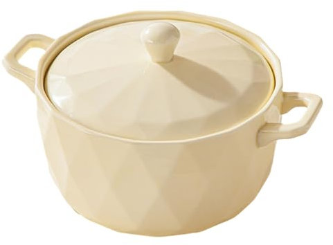 Olla Sopera De CeráMica con Cubrir,Olla De Sopa Esmaltada Vintage Cubrir,Cazuela Hierro Fundido,No Es FáCil De Deformar,Apto para Hornos Microondas,FrigoríFicos