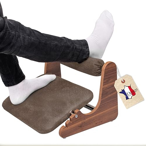 Mszerone Ergonomische Fußstütze aus Holz unter dem Schreibtisch mit Knöchelstütze - Verstellbarer Schaukelfußhocker für verbesserte Haltung & Durchblutung - Nachhaltige Büro-Fußstütze mit rutschfester
