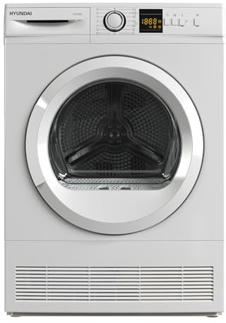 Hyundai Secadora Condensación 8 Kg, Carga Frontal, Blanco, HSC800BD. 2700W, 15 Programas, Función Antiarrugas, Display LED manual, Eficiencia Energética Clase B