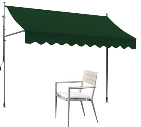 Tenda Da Sole con Protezione UV, Tenda Da Sole Manuale per Balconi, Tenda Da Sole con Manovella E Braccio, Altezza E Angolazione Regolabili con Manovella per Gazebo Da Giardino E Patio(Dark green,250x
