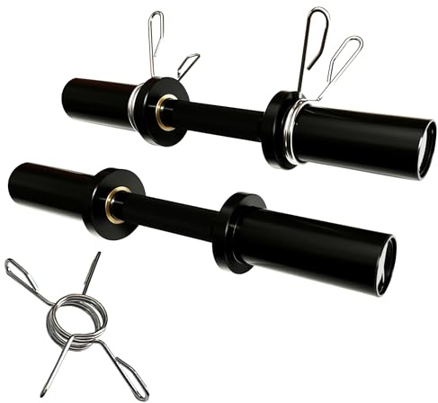 yuhqc Dumbbell Handles with 2 Pairs of collars clips, Olympic Loadable Dumbbell Bars, 16 Inch Dumbbells Bars for Home Gym, Weightlifting, Strength Training, Bodybuilding, Fitness (Black)