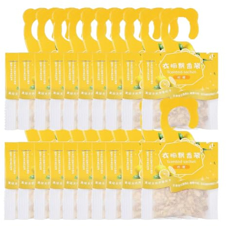 20 Packs of Hanging Scented Sachets, Long Lasting Air Freshener Natural Fragrance Aromatherapy Bags for Wardrobe, Car, Drawer, Closet (Lemon)