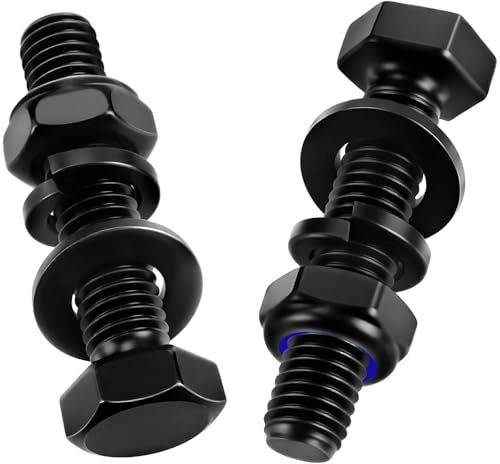 Mbsomnus 20 Stk Sechskantschrauben M6x16 mm Schrauben Schwarz DIN 933 Sechskantkopfschrauben Kohlenstoffstahl Außensechskant mit Selbstsichernde Muttern Unterlegscheiben und Federringe für Autos Möbel