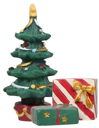 ORFOFE Mini-Weihnachtsbaum Deko für Aquarium Harzbaum Ornament Geschenkbox für Fischzucht Terrarium und Schreibtisch Kompakt und Leicht