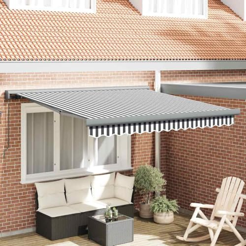 Balkon Seitensichtschutz Ohne Bohren,Markise Einziehbar Anthrazit und Weiß 3x2,5 m Stoff und Aluminium für Garten, Balkon, Terrasse, und Pavillon