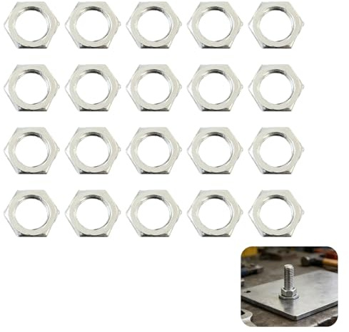 Tuercas hexagonales M10 x 1 SW12, Perfil Ultrabajo, Rosca Fina,para Proyectos de Ingeniería y Automoción, Construcción Robusta, 3mm de Grosor, 20 pieza,