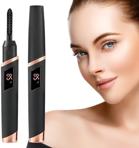 Beheizte Wimpernzange, Elektrische Wimpernzange, Wimpern Curler, Schnellheiz-Wimperncurler mit 4 Temperaturmodi für für natürliches Make-up und langanhaltende Locken, Schwarz