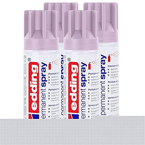 edding Permanent Spray Premium-Acryllack light lavender 200ml – seidenmatt – Sprühlack deckt sofort, trocknet extrem schnell und hält dauerhaft innen & außen, für Glas, Metall, Holz uvm. (4er Pack)