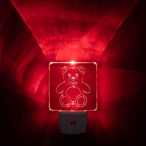 Spectra479 Red LED Dim Night Light, 2 Pack (Teddy Bear)