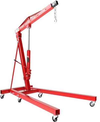 Wiltec Grue d’atelier – Capacité max. 2000 kg – Hauteur max. 2250 mm – Bras levage 1020-1550 mm – Chèvre d’atelier en acier – Lève-moteur Hydraulique Pompe double Dispositif de levage